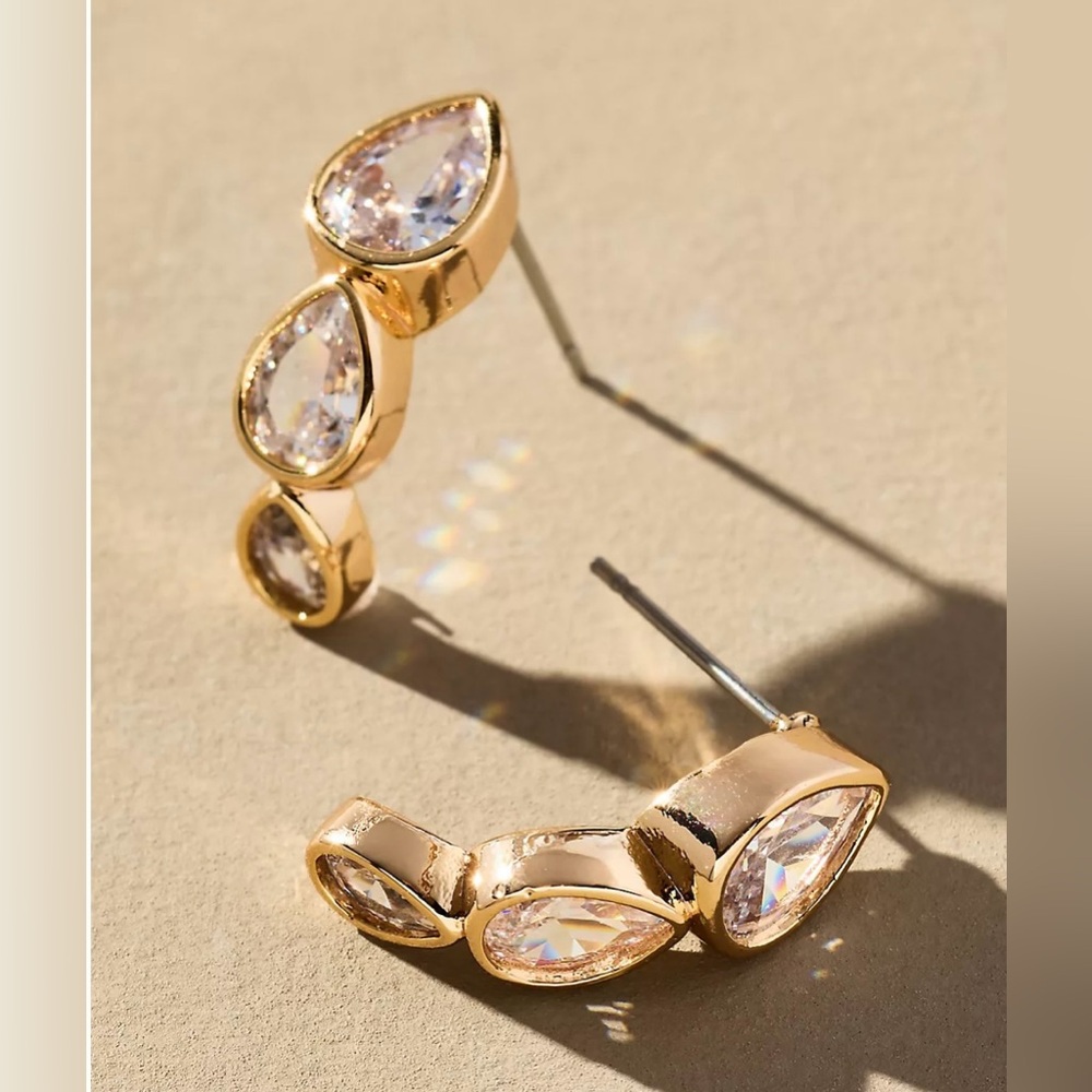 NWT Anthropologie Multi Crystal Drop Earrings
